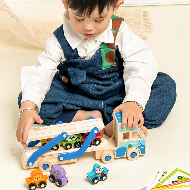 Montessori Style Wooden Transport Car Toy for Toddler I Educational Toys