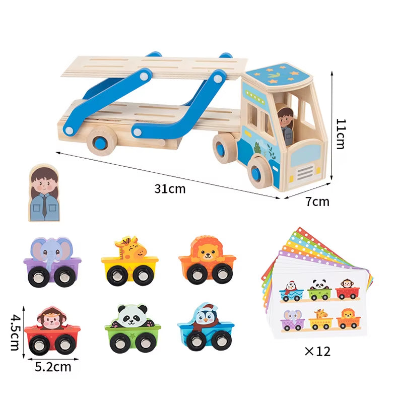 Montessori Style Wooden Transport Car Toy for Toddler I Educational Toys