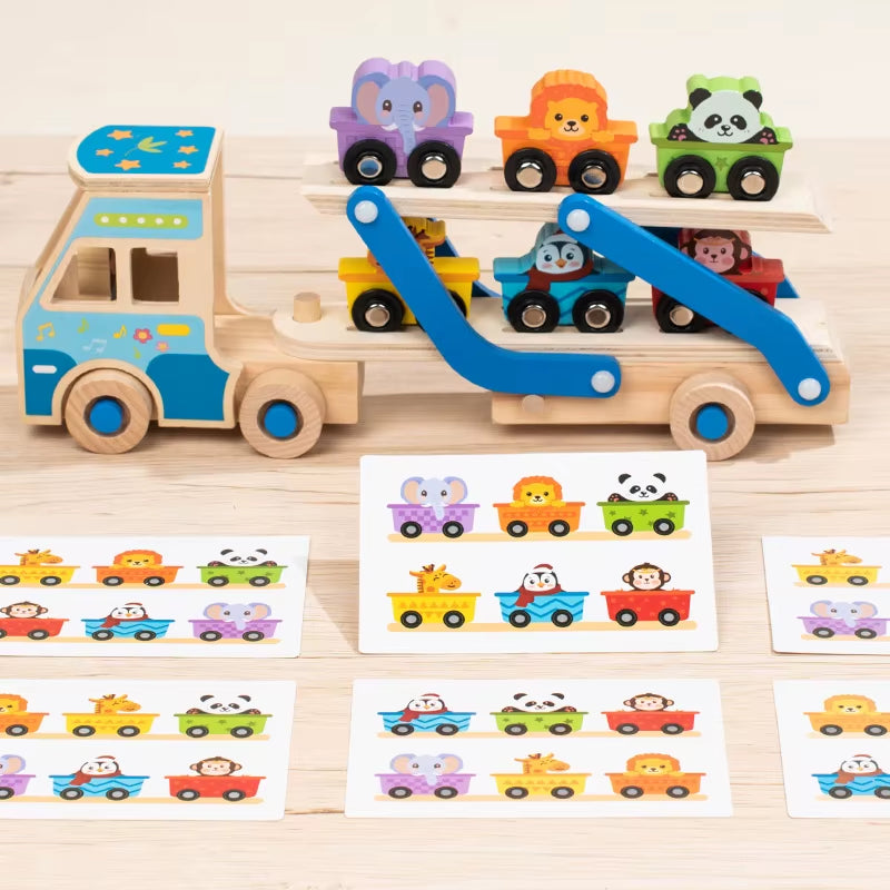 Montessori Style Wooden Transport Car Toy for Toddler I Educational Toys