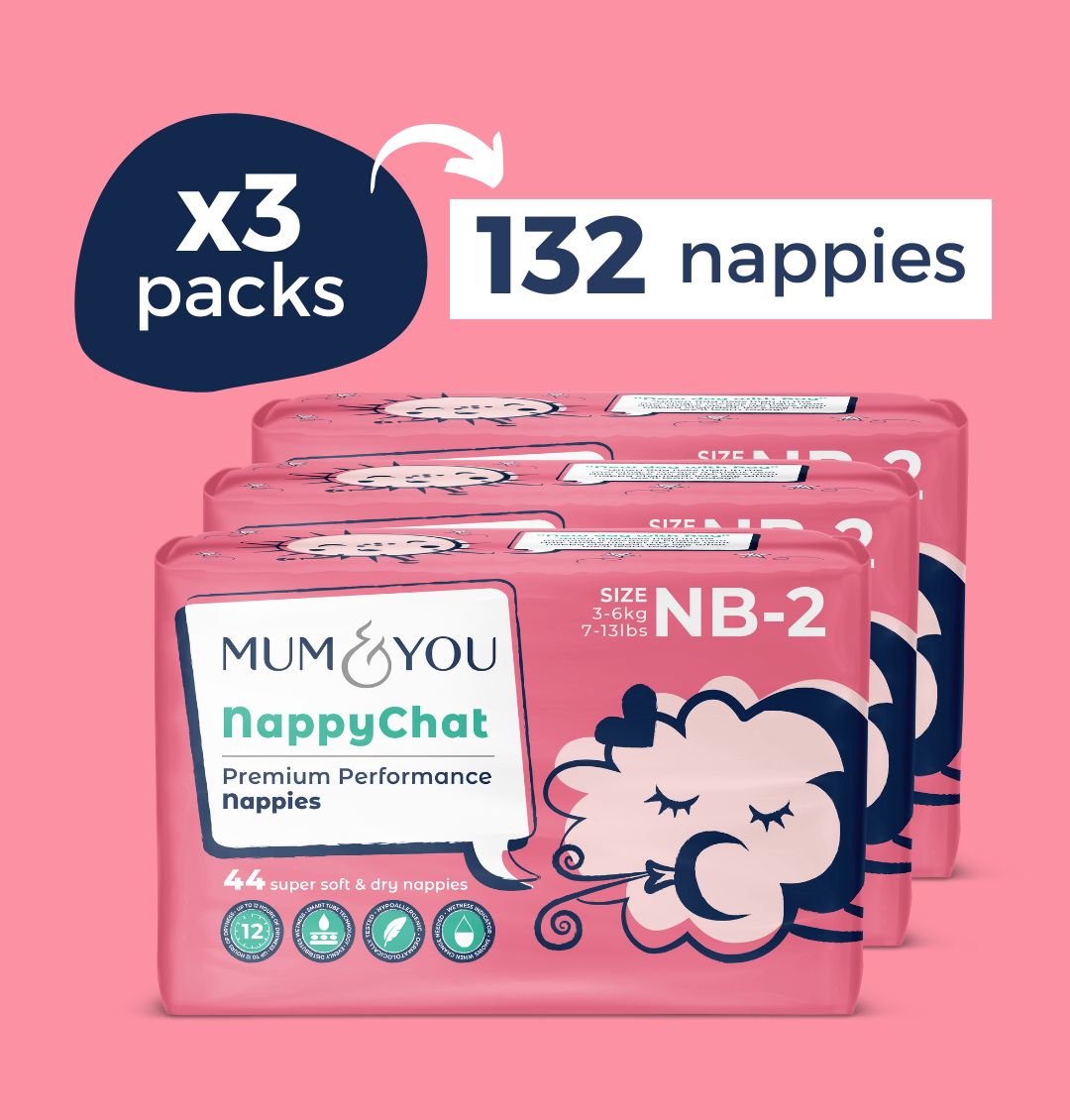 M&Y Smart Tube Nappies Size 2 Pack of  3