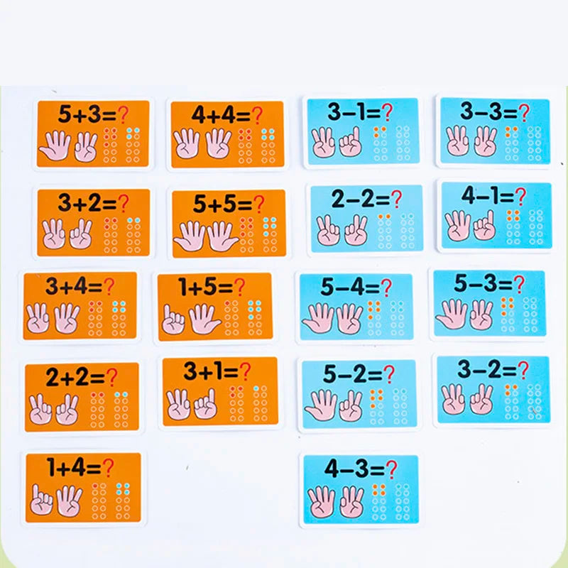 Toddler Teaching Toy- Finger Counting Maths Set (Felt Palms + Wooden Counting Sticks)