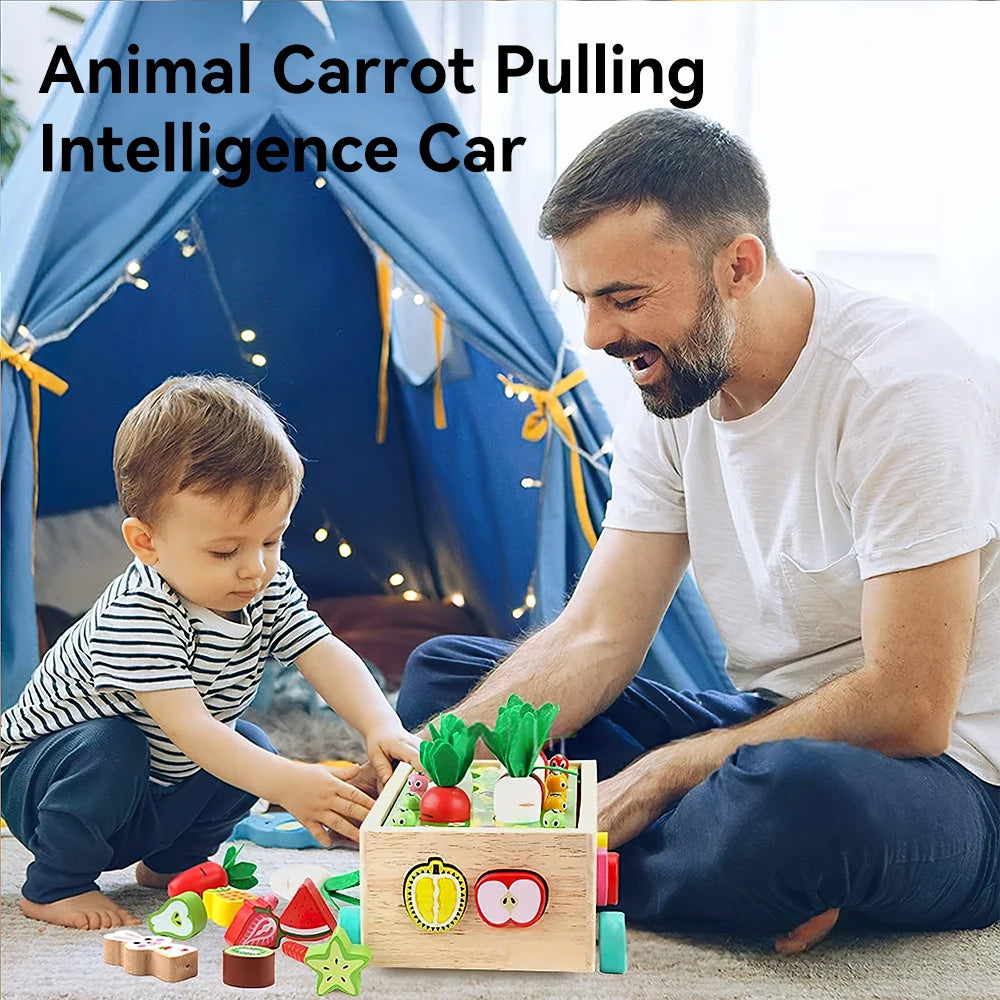 Wooden  Fruit  Cart Matching and Dexterity Toy  |Educational  Montessori (+18M) 