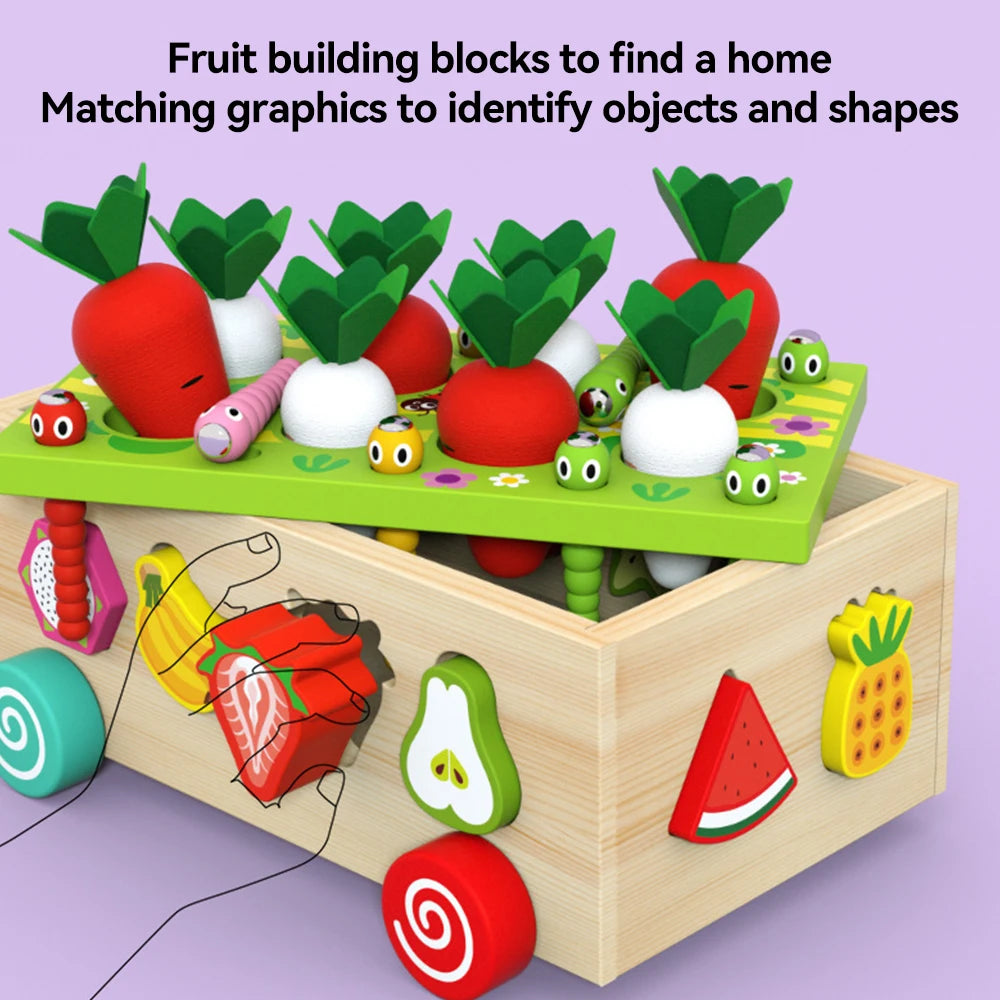 Wooden  Fruit  Cart Matching and Dexterity Toy  |Educational  Montessori (+18M) 