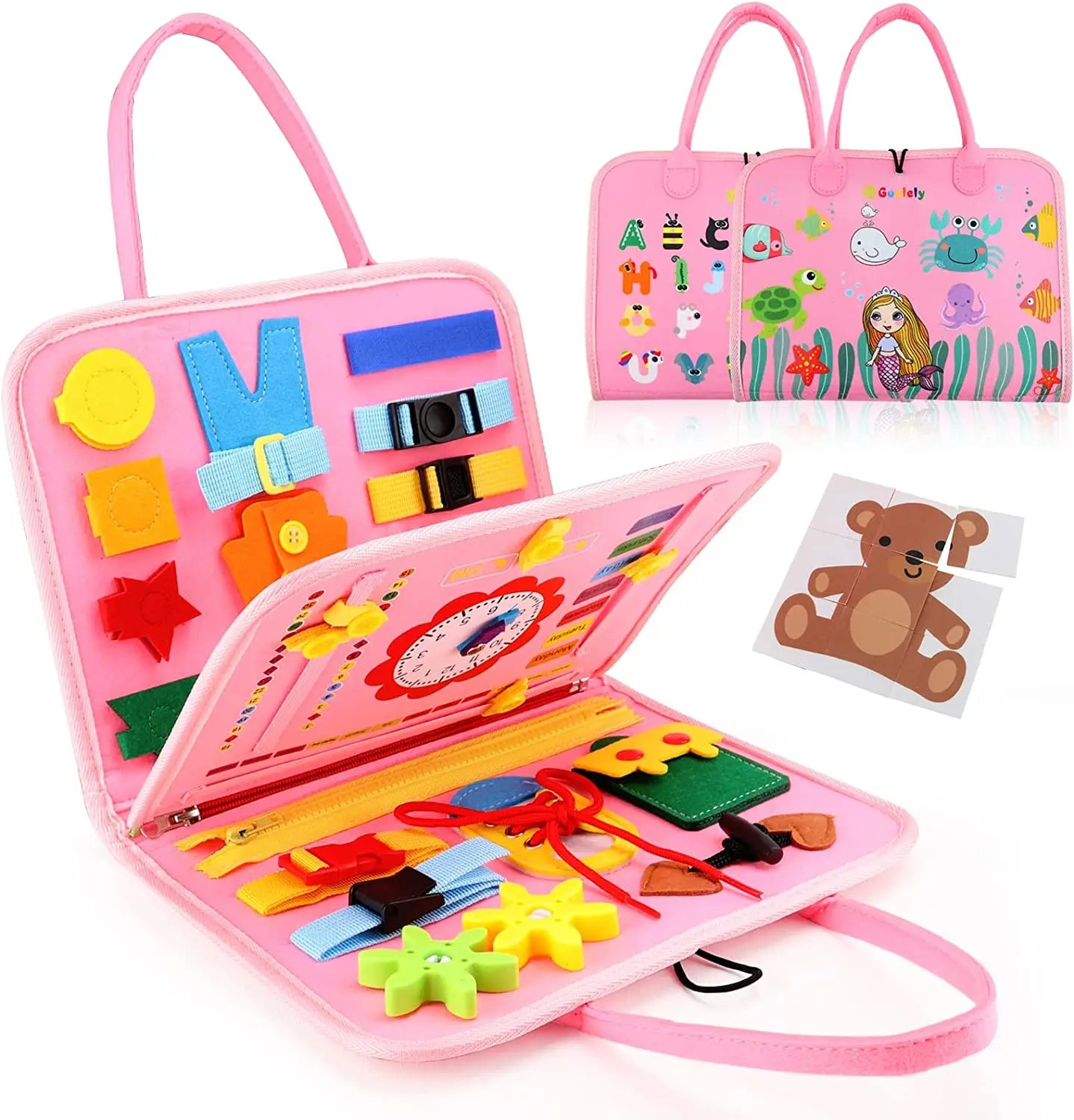 Montessori Style Busy Board for Toddlers I Educational Travel Toy