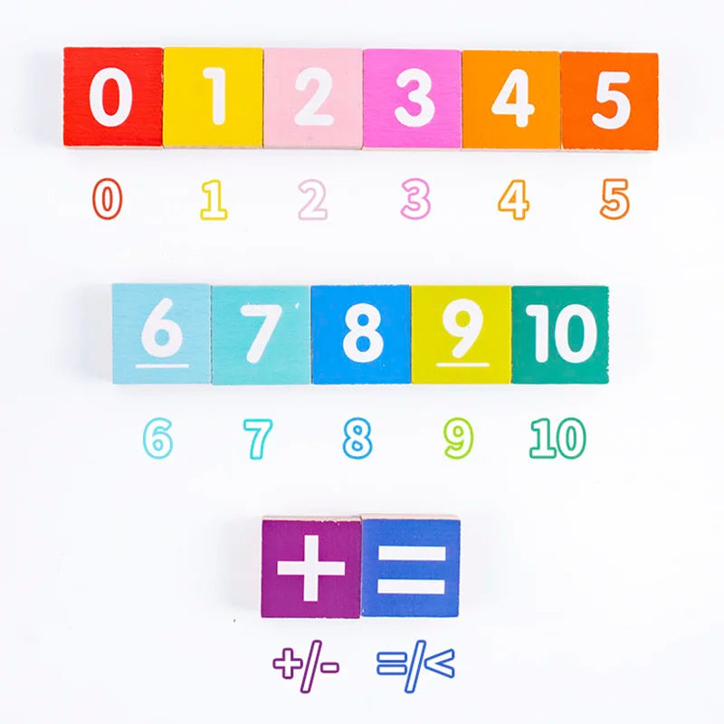 Toddler Teaching Toy- Finger Counting Maths Set (Felt Palms + Wooden Counting Sticks)