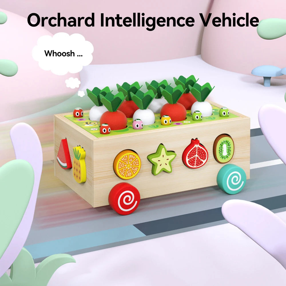 Wooden  Fruit  Cart Matching and Dexterity Toy  |Educational  Montessori (+18M) 