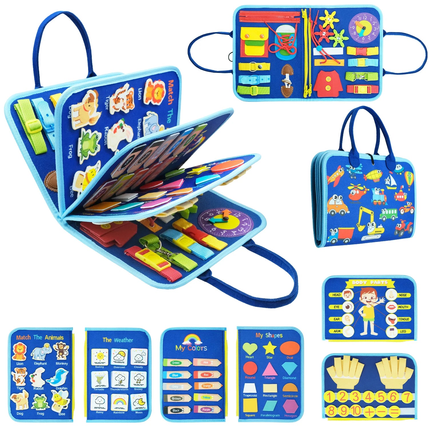 Montessori Style Busy Board for Toddlers I Educational Travel Toy