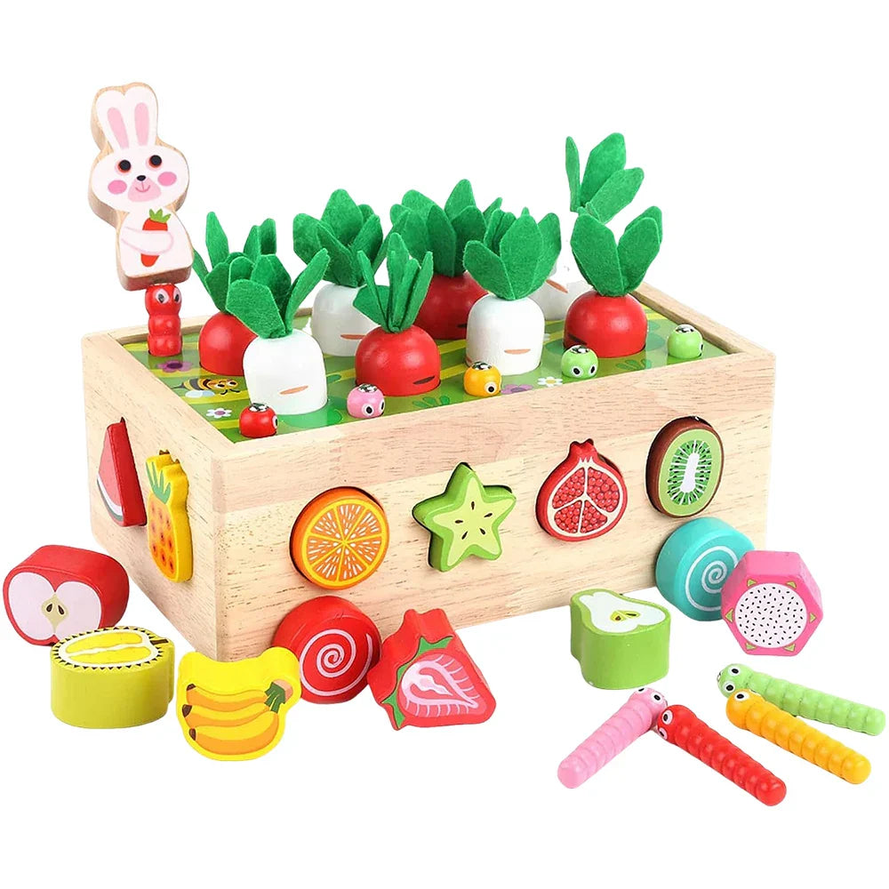 Wooden  Fruit  Cart Matching and Dexterity Toy  |Educational  Montessori (+18M) 