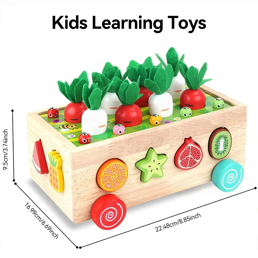 Wooden  Fruit  Cart Matching and Dexterity Toy  |Educational  Montessori (+18M) 
