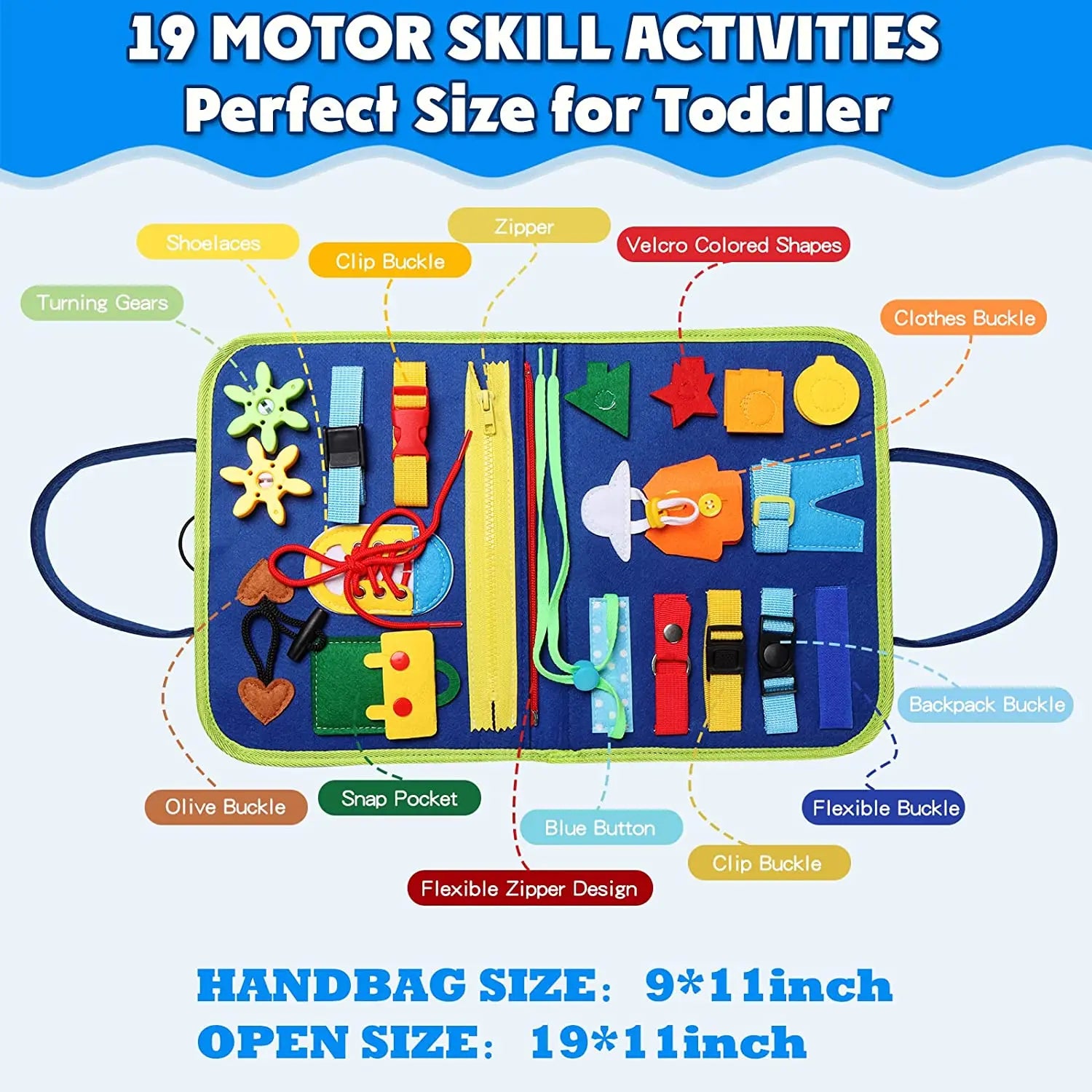 Montessori Style Busy Board for Toddlers I Educational Travel Toy