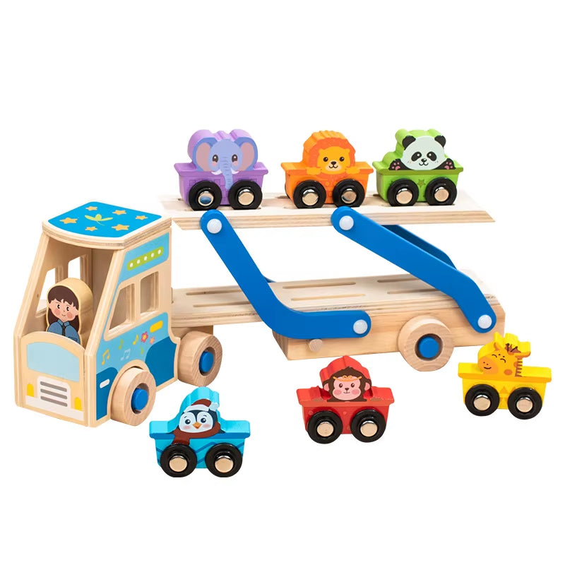 Montessori Style Wooden Transport Car Toy for Toddler I Educational Toys